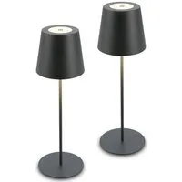 Briloner Leuchten Tischleuchte 2er Set LED Tischlampe kabellos, anthrazit, 2er Set LED Tischlampe kabellos 36x10,5 cm Anthrazit