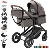 Daliya® Kombi-Kinderwagen FLEXI-PRO M 3in1 Kinderwagen & Buggy, Reisekinderwagen, XXL Set, (XXL-Set mit i-Size Babyschale, 13-tlg), Einhändig abnehmbare Wanne, i-Size Babyschale, Alu-Rahmen, Gummireifen