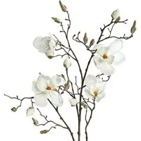 Kunstblume Magnolie Kunstblume 87 cm in creme beige Blüten Knospen wie echt Magnolien, matches21 HOME & HOBBY, Höhe 110 cm, Magnolien-Zweig als künstliche Blume für Tischdeko Wohnzimmerdeko