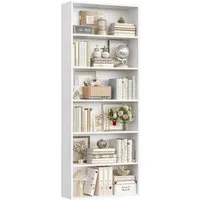 Homfa Bücherregal, 180cm Standregal Büroregal Raumteiler mit 6 Fächern Weiß