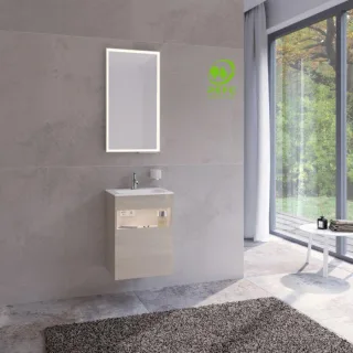 Keuco Stageline Waschtisch-Unterschrank 32822180101 Dekor Cashmere, Glas Cashmere klar, 46x62,5x38cm, mit Elektrik, links