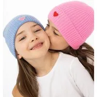 Zwillingsherz Beanie "Heart-Patch" Kids-Kaschmir Mütze mit Herzpatch