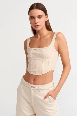 Tailliertes Crop-Corsagen-Top mit quadratischem Ausschnitt