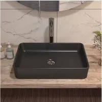 DeerValley Aufsatzwaschbecken Rechteckiges Keramik-Aufsatzbecken Schwarz/Weiß, 50.5x34cm (Packung, ohne Wasserhahn), Matte, Modern