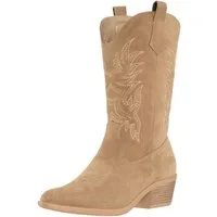 Salinyang Damen Cowboy Boots in Wildlederoptik mit Stickerei Western Stiefel