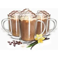 Sendez Thermoglas 4 Doppelwandige Gläser mit Henkel 360ml Latte Macchiato Kaffeegläser, Glas