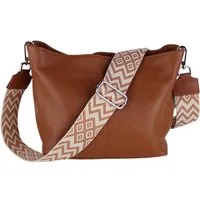 MIRROSI Umhängetasche Damen Crossbody Bag, Echtleder Made In Italy (Schultertasche für jeden Anlass (1 Tasche & 2 Gurte), BOHO Style), 30x20x13cm, gemusterten& verstellbaren Schulterriemen