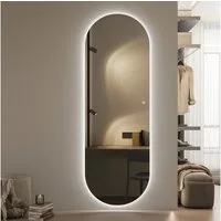 WDWRITTI Wandspiegel Rahmenlos 165x60cm LED Ganzkörperspiegel Flurspiegel (3Lichtmodi, Dimmbar, Kalt/Neutral/Warmweiß), mit Netzadapter & Stromkabel
