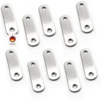 HOOZ Flachverbinder Holzverbinder Set aus Edelstahl Holzbau, Möbelbau 50 mm - 10 Stück, LxB: 50x15 mm, (Metallverbinder für Holz, 10-St., 2-Loch-Verbindungsblech), Stabile flache Verbindungsplatte rechteckig aus Edelstahl