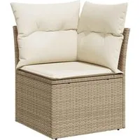 vidaXL Loungesofa Garten-Ecksofa mit Kissen Beige Poly Rattan, 1 Teile
