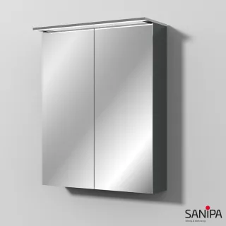 Sanipa Reflection Spiegelschrank MALTE 60 mit LED-Aufsatzleuchte, Anthrazit-Matt SD15022
