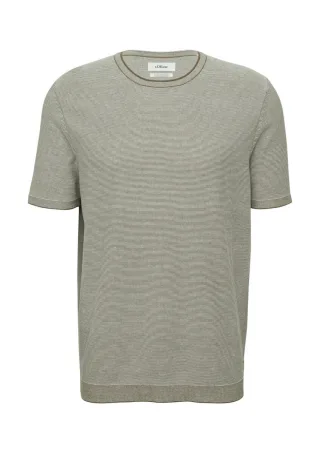s.Oliver Red Label - Gestreiftes Strick-T-Shirt aus Leinenmix braun - Gr. - XL