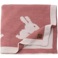 Babydecke Baby Strickdecke, Babydecke, Weich & Atmungsaktiv, 80x100cm Rosa Hasen, Little Dedi