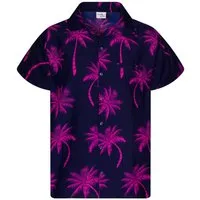 King Kameha Hawaiihemd "Palmshadow" Funky Hawaii-Hemd Herren Kurzarm Front-Tasche Sommerhemd