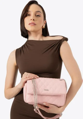 Wittchen Damen-Umhängetasche aus Kunstleder mit Ziernähten, Rosa, Öko-Leder