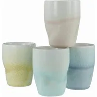 CreaTable Becher Squeezy Maytime, Kaffeebecher 4-tlg, 4-tlg., Steinzeug, Einzigartige Optik, Reaktivglasur