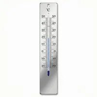 Lantelme Gartenthermometer Edelstahl 28cm Außen Innen Garten Thermometer Temperaturmesser Metall, 1-tlg., Edelstahl poliert Ultradünn mit Glassäule nur 0,9cm, Außenthermometer Temperaturanzeige Analog -20 bis 50°C, auch für Innen