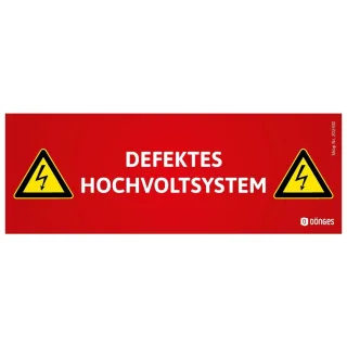 Dönges Magnetschild für HV-Systeme DEFEKTES HOCHVOLTSYSTEM , Abmessung:285 x 120mm