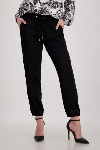 monari - Cargo Pants aus Satin Stoff schwarz - Gr. - 40
