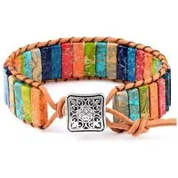 Ware aus aller Welt Armband 7 Hauptchakren Chakra Gleichgewicht Naturstein Leder Handgefertigt (1-tlg)