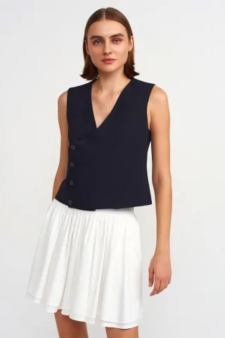 Damen V-Ausschnitt Crepe-Weste