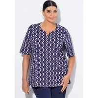 Ulla Popken T-Shirt T-Shirt grafischer Druck Tunika-Ausschnitt Halbarm