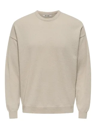 ONLY&SONS - ONSJOB RLX LS BOUCLE CREW KNIT silver lining - Gr. - XL