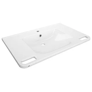 KWC Aquarotter Einzelwaschtisch, MEDCARE, MIRANIT, 850x150x550 mm, weiß, Hl., Ül., Griff, 2030070524 2030070524