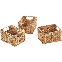 Kobolo Aufbewahrungskorb Regalkörbe Gr. S im 3er Set aus Wasserhyazinthe