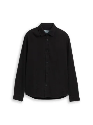 Denim Tom Tailor - Relaxed Fit Hemd mit Waffelstruktur black - Gr. - XL