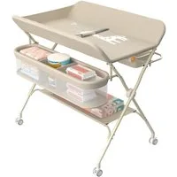 JEOBEST Wickeltisch Baby Wickelkombi, Wickelauflage,Trendy, (1-tlg) Mobil, Mit Bremse,5-fach höhenverstellbar,Klappbar,Ablagekorb