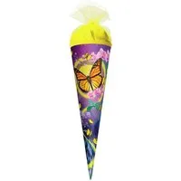 Roth Schultüte Roth Motiv-Schultüte Schmetterling, 35cm, rund, Tüllverschluss, Verschluss Tüll