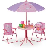 relaxdays Garten-Kindersitzgruppe Camping Kindersitzgruppe mit Schirm, Unicorn