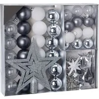 Spetebo Christbaumschmuck Christbaumschmuck 45 Teile Set - silber (45-tlg), Shatterproof Deko Weihnachtskugeln bruchsicher - Christbaumschmuck