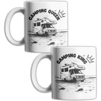 WS-Trend Tasse Camping King und Queen Set Kaffeetasse Teetasse Geschenkidee 325 ml, Keramik