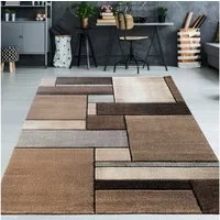 TeppichHome24 Teppich Eleganter Wohnzimmerteppich mit Design in beige, rechteckig