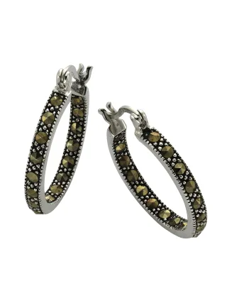 Zeeme Gemstones Ohrringe Silber 925 oxidiert mit 34x Markasit