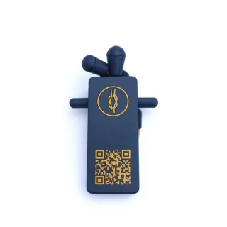 Knotenlernhilfe | KNOTENJUPP - mini | Make it your style | Farbe und Wunschtext wählbar | Knoten üben | kompakt | FwDV1 | QR-Code für Videoanleitung dunkelblau orange ohne Text