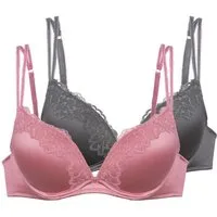Dorina Push-up-BH Origins Shiny Micro (2er Pack) vorgeformte Cups, Spitzendetails, Doppelträger vorn