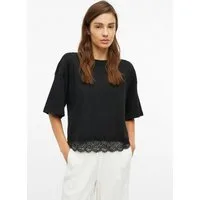 s.Oliver Kurzarmshirt T-Shirt T-Shirt mit überschnittenem Arm und Spitzenkante