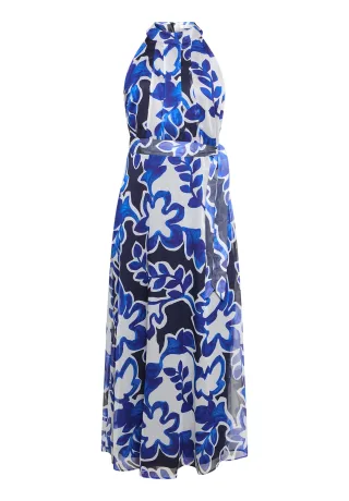 Betty & Co - Chiffonkleid weiß/dunkelblau - Gr. - 40
