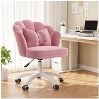 HawthyHome Bürostuhl mit Kissen, Samt-Polsterstuhl, 360° drehbarer, Beige (1 St), 360° drehbare Rollen