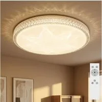 GLOBO LIGHTING LED Deckenleuchte, LED-Leuchtmittel fest verbaut, Kaltweiß, Warmweiß, Neutralweiß, Tageslichtweiß, Farbwechsel, Deckenleuchte Kristalle LED Fernbedienung dimmbar CCT Sterneneffekt