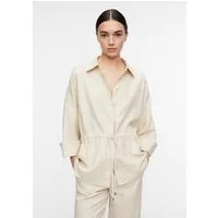 comma Kurzarmbluse Bluse Blusenjacke aus Leinenmix mit Dreiviertelarm