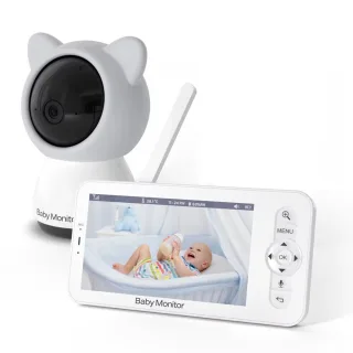 Smart WiFi Baby Monitor 5 Inch LCD Babyphone Video Camera Mobile App Control PTZ HD Night Vision Two-Way Audio Lullabies