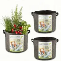 Zooprinz Pflanzkübel Pflanzsack Pflanztaschen 3er & 6er Sets 30 Liter 60 Liter (3 St), 260 g/m² Vliesstoff, Wasserabfluss, UV- und witterungsbeständig