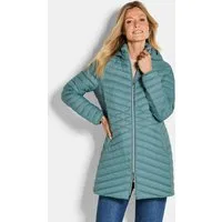 GOLDNER Winterjacke Kurzgröße: Gefütterter langer Mantel mit Kapuze Wintermantel in femininer Steppung mit Stehkragen und Taschen