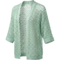 OriginalYou Cardigan Damen Strickjacke Häkelmuster luftiger Sommer Cardigan modernes Loch-Strick-Muster, One Size 40-44