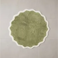 Homescapes Badematte Badematte rund mit Wellenrand 70 cm - Runder Badteppich grün, Höhe 10 mm, 70 cm