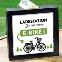 MF Spardose Fahrradliebe Spardose Ladestation für E-Bike schwarz 17cm, (1-tlg)